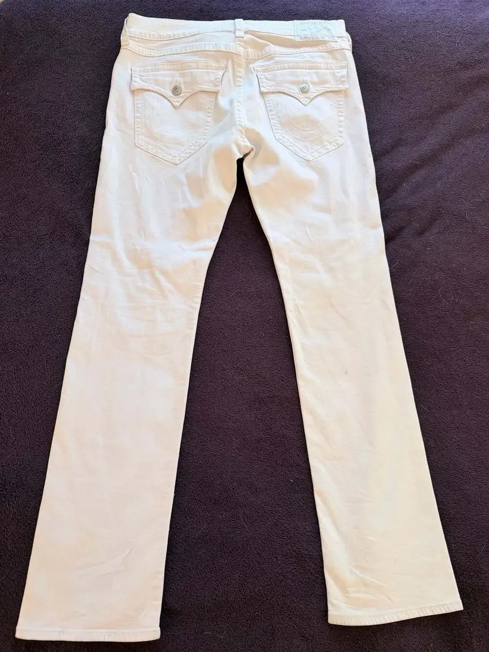True Religion Relaxed Straight White Jeans